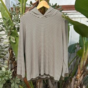 Vintage 2000s Gallery Striped Hooded Long Sleeve T Shirt M